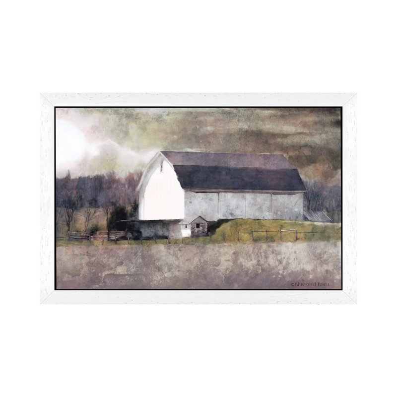 Rustic White Barn Scene I by Bluebird Barn - Wrapped Canvas Print, White Floater Framed, 66.04 cm H x 45.72 cm W