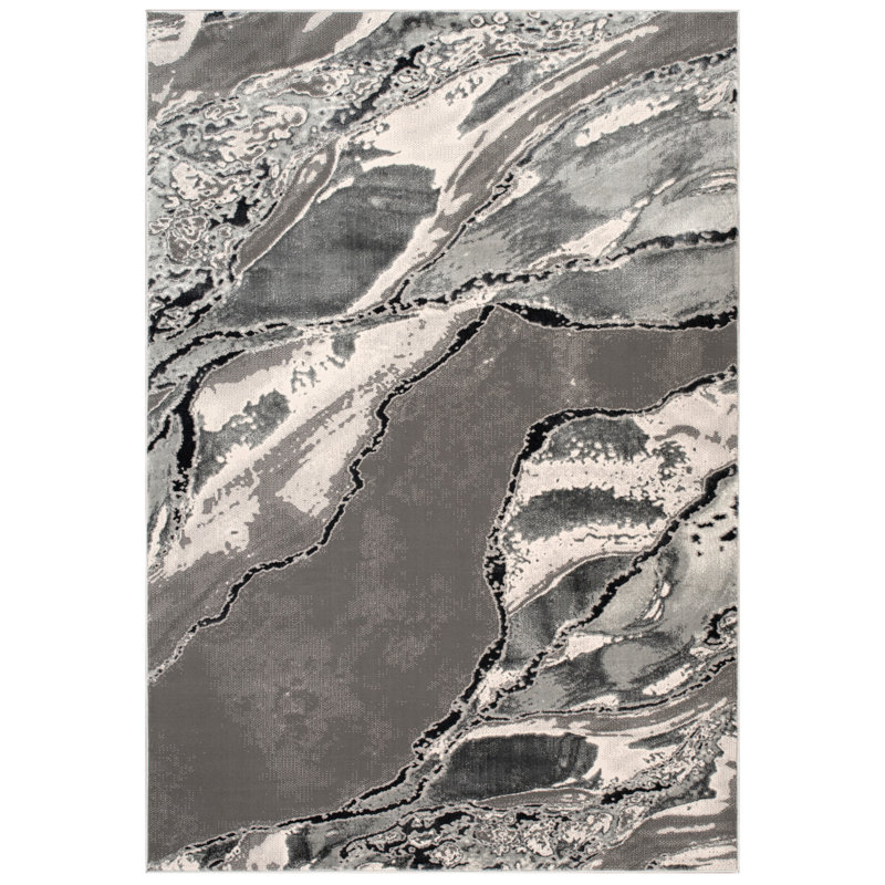 Rectangle Marble Area Rug, Grey, Rectangle 160 x 230 cm