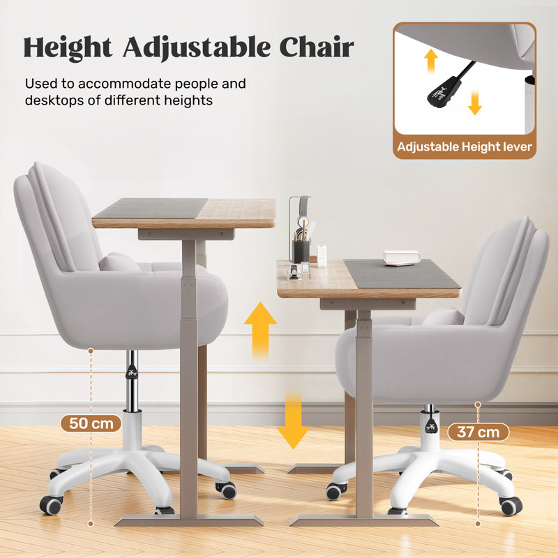 Velvet Office Chair, Grey, Black
