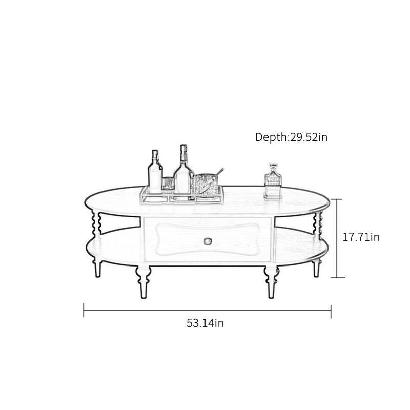 Retro high-end design solid wood coffee table, Cream