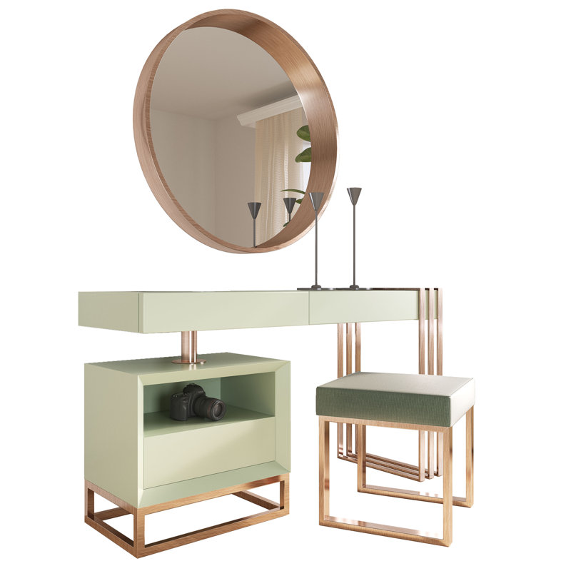 Ensemble de coiffeuse avec tabouret, Mat