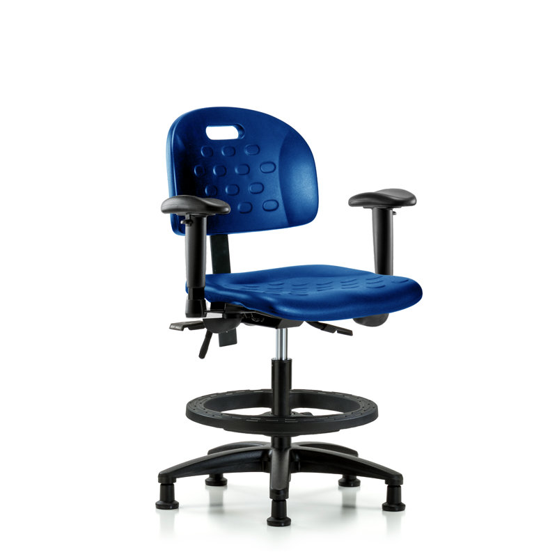Chaise de travail ergonomique en polyuréthane, Patins, Réglable, Black 1