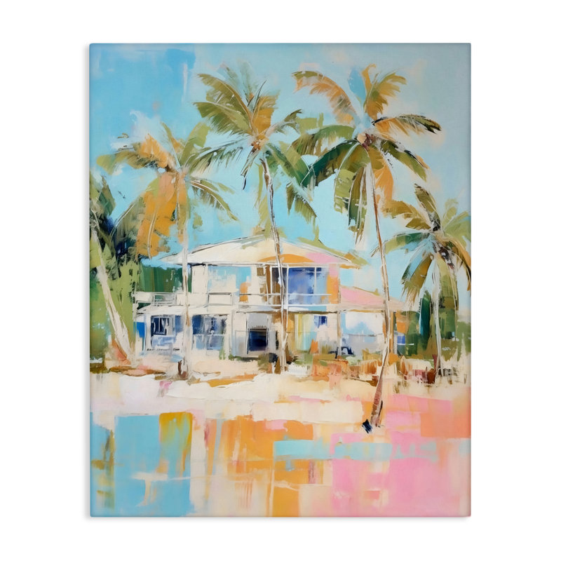 Toile abstraite de style tropical, design par LSR Design Studio, H 20 po x l 16 po