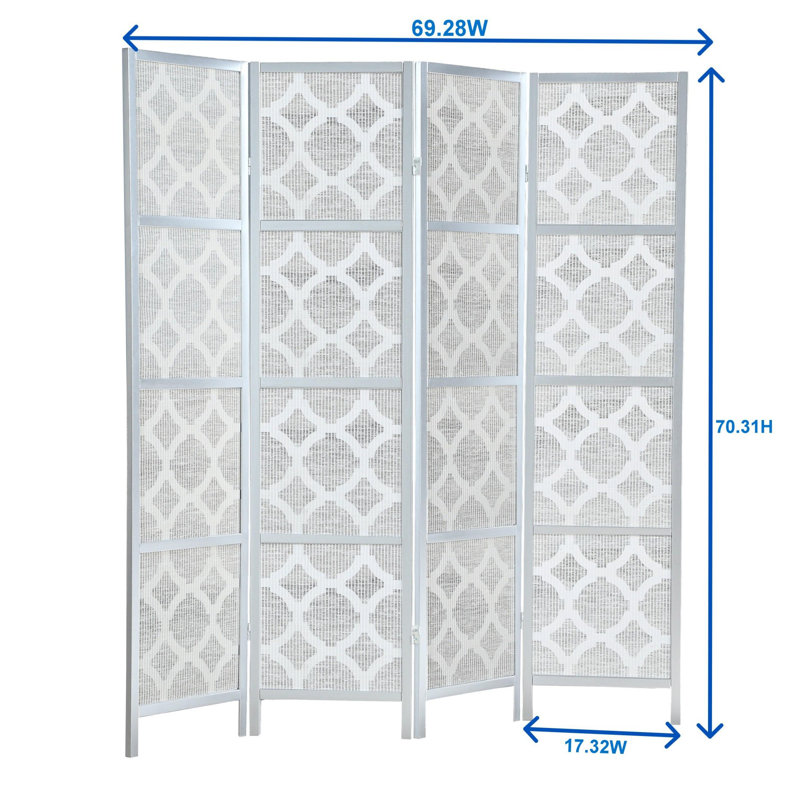 Gold Shoji-Inspired 4-Panel Folding Room Divider with Rice Paper Inlay