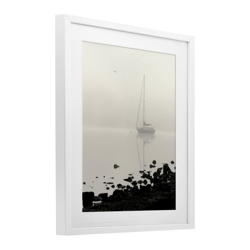 «Moored In Fog», reproduction encadrée sous verre, conception de Nicholas Bell, H 21 po x l 17 po