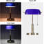 Bankers Lamp with2 USB and Wireless Charging Port，Pull Chain Switch Cobalt Blue Glass Desk Lamp， E26 Base,Traditional Library Desk Lamps for Home Office,Bedroom,Piano(bulb not included)