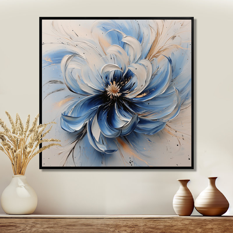 «White Velvet Blue», art mural «Ink River II» par Chrysanthemums, H 16 po x l 16 po, Impression encadrée flottante