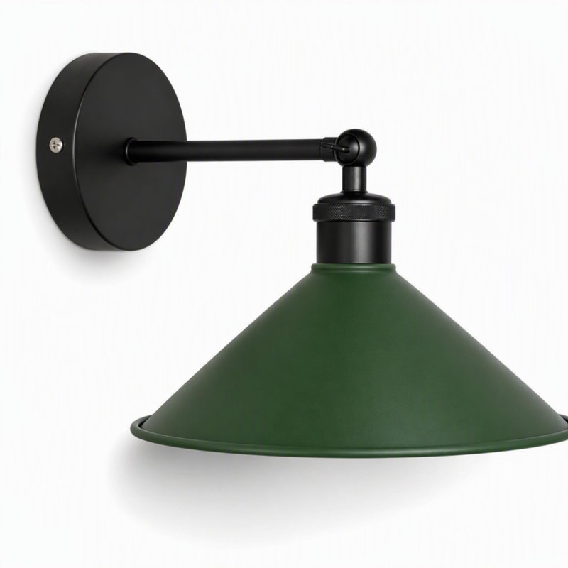 Applique murale industrielle avec abat-jour conique, Vert