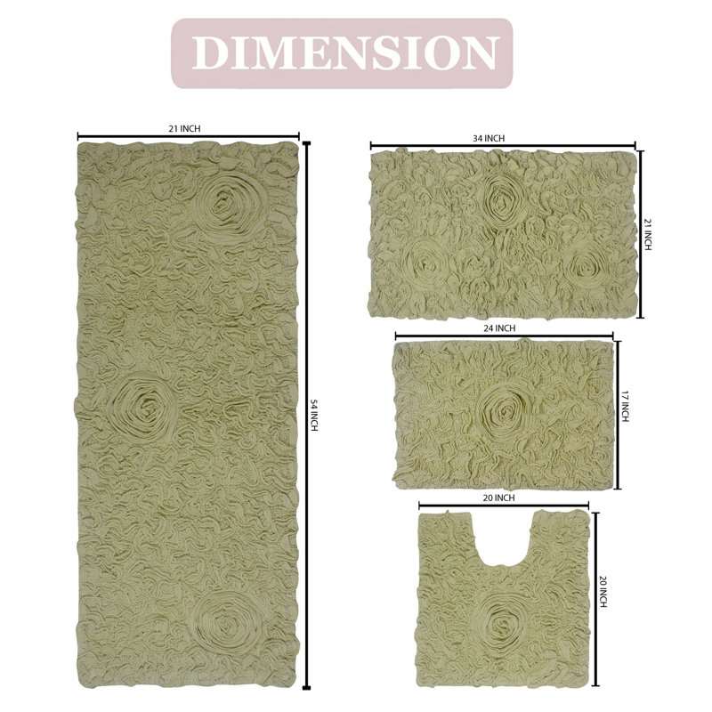 Ensemble de tapis pour salle de bain et tapis de contour antidérapants Freida, Vert