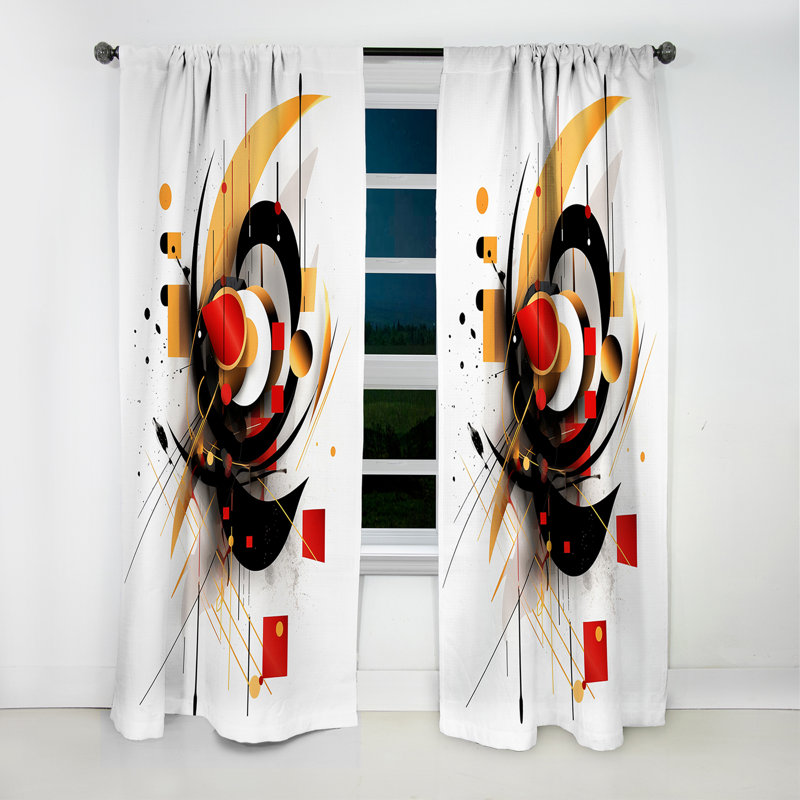 Rouge, noir, abstrait Symphony V - rideau abstrait - rideau occultant - 1 panneaux, L 52 po x L 120 po