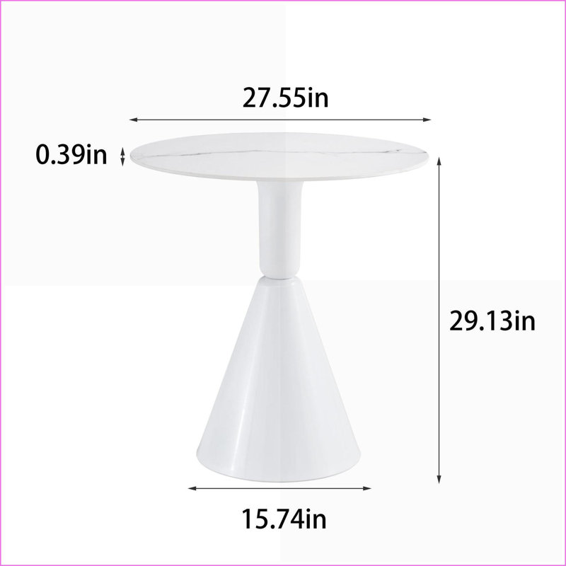 Table basse d'angle blanche arrondie pour le salon / salle à manger, planche de pierre naturelle facile à nettoyer, base stable