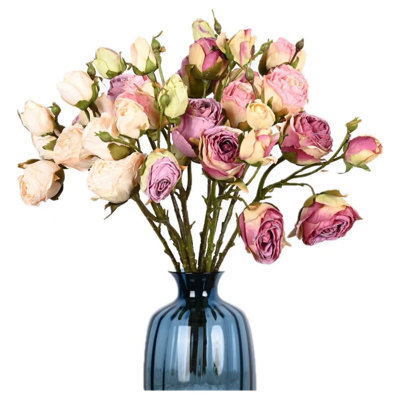 Arrangement floral de pivoines artificielles avec longue tige, fausses fleurs pour les centres de table de salle à manger