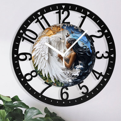 Metal Wall Clock for Living Room -10"  And Eagle Duality Background Silent Non Ticking,Battery Operated, Antique Clocks for Farmhouse,Bedroom,Kitchen - Arabic Numerals