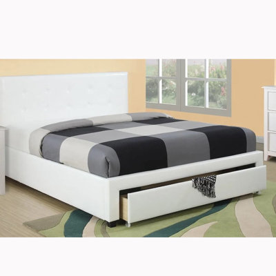 Bedroom Furniture Black Storage Under Bed Queen Size Bed Faux Leather Upholstered -  Red Barrel Studio®, 5FA48832B34F4CB8A344D0807D14B7BD