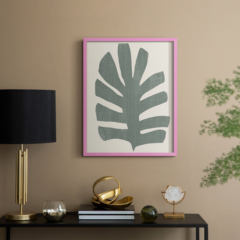Palm Morph III, reproduction encadrée - bois massif, H 15 po x l 12 po, Rose
