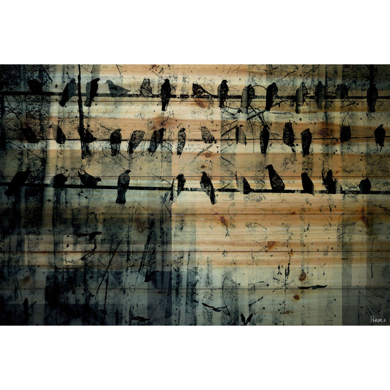 On On Line par Parvez Taj - impression sur bois sans cadre, 24 po x 36 po
