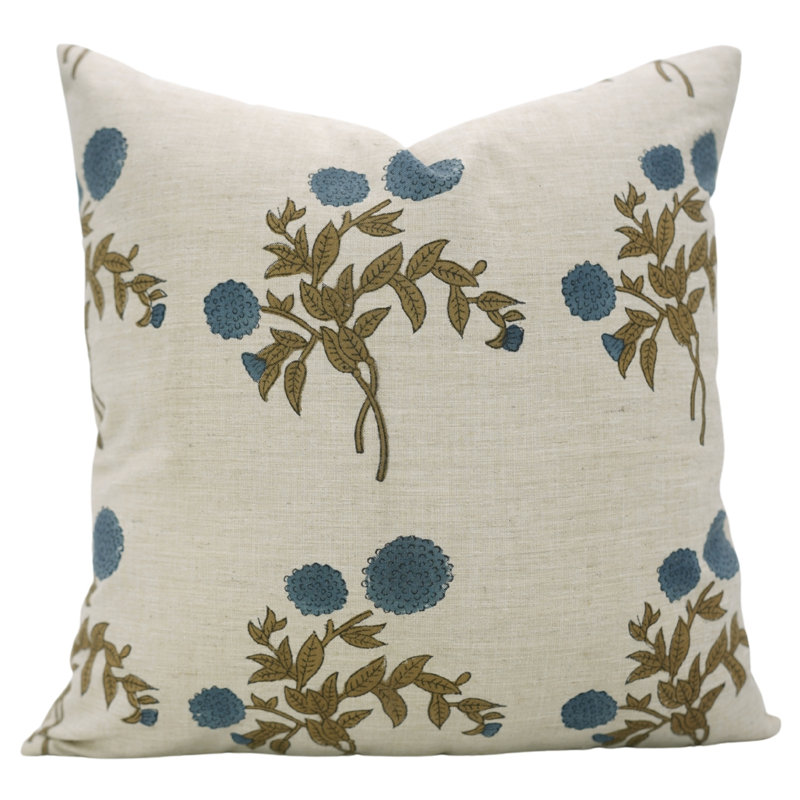 Fabdivine Artistic Handmade Block Print Throw Pillow Cover- Gulab, 14"H x 36"W