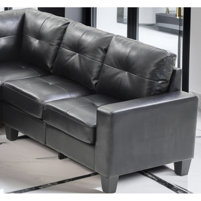 Canapé modulaire Gessner en similicuir, Similicuir noir