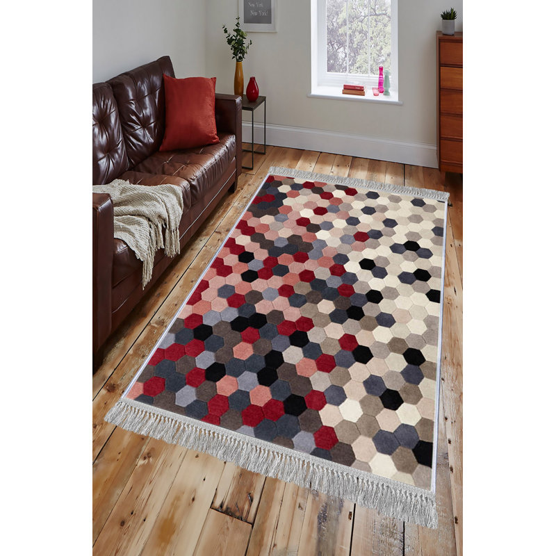 Luxurious Velvet Area Rug (4.6 x 7.2 ft), 100% Antibacterial Fabric, Non-Slip Cotton Backing, Pile Height: 0.4 in | Machine Washable, 3D Digital Print Design | Perfect for Living Room & Bedroom Decor, Soft & Durable