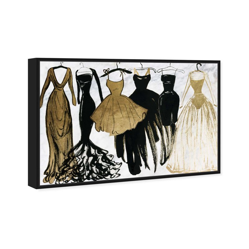 Dream Dream - robe noire - impression, Reproduction avec cadre flottant, H 20 po x l 30 po, Noir
