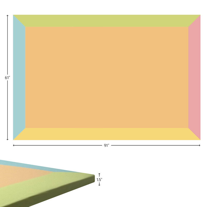 ZETY Tapis de jeu de 91 po x 61 po avec housse amovible en similicuir pour parc de bébé beige, H 1,5 po x L 91 po x l 61 po