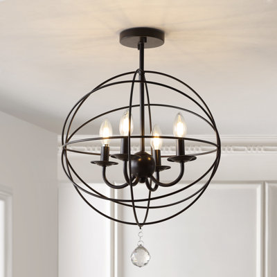 Plafonnier semi-encastré en forme de globe à 4 lumières 16 po Reidy