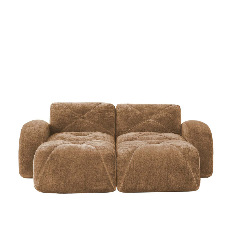 U-shaped Boneless Sofa,Soft Velvet Fabric,Tufted Design,32D High Density Sponge,No Assembly Required,Ergonomic Design Bottom, Anti-Slip Design,Movable Ottomans For Bedrooms