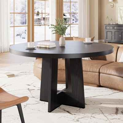 47" Round Pedestal Dining Table for 4-6, Space Saving Kitchen & Apartment Furniture by 17 Stories