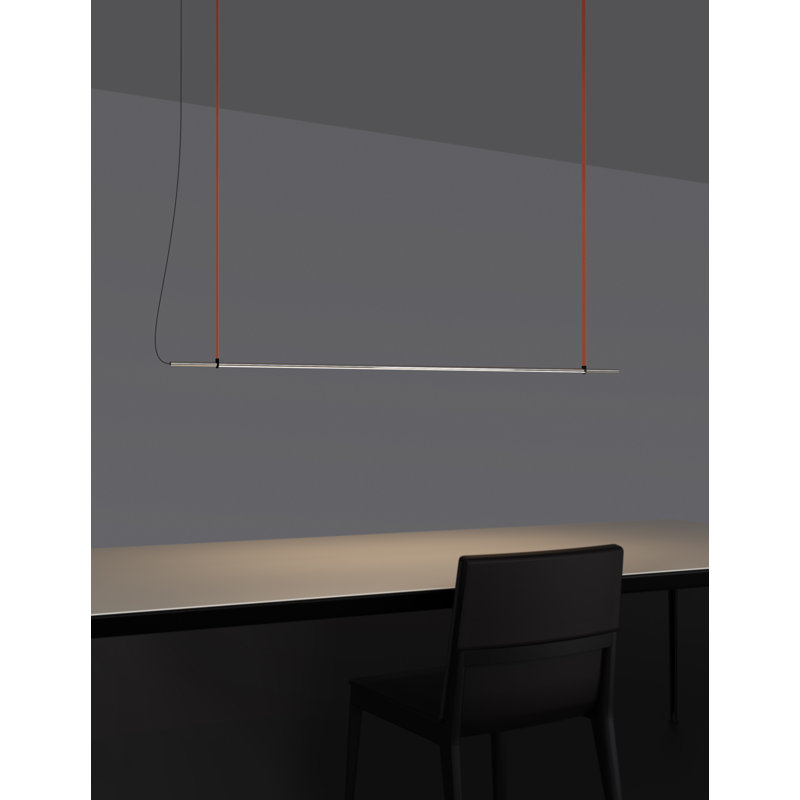 Luminaire suspendu linéaire à 1 lumière pour îlot de cuisine T.O, Gris mat, Gris mat / orange brûlé