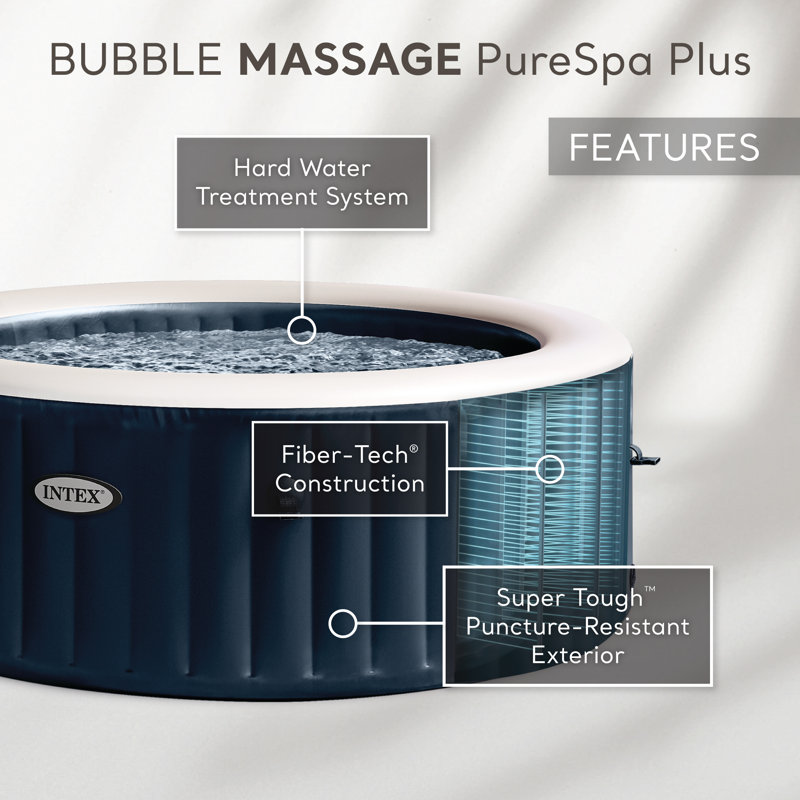Intex PureSpa Plus 6-Person Round Inflatable Hot Tub with LED Lights