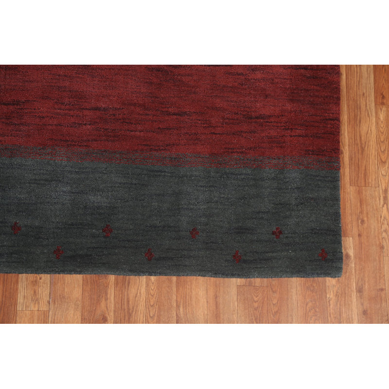 Green Striped Gabbeh Oriental Area Rug 7x10