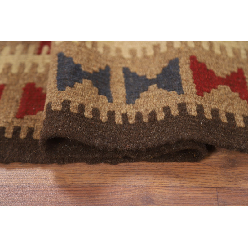 Kilim Reversible Wool Runner Rug 3x7