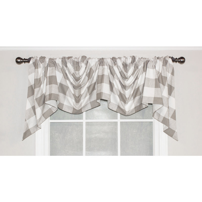 Cantonnière 40 po Grande Check H 24 po x l 41 po, Taupe