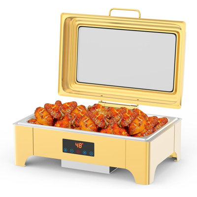 Electric Chafing Dish 9QT Commercial-Grade Buffet Food Warmer with Touch Screen Controls Roll-Top Design