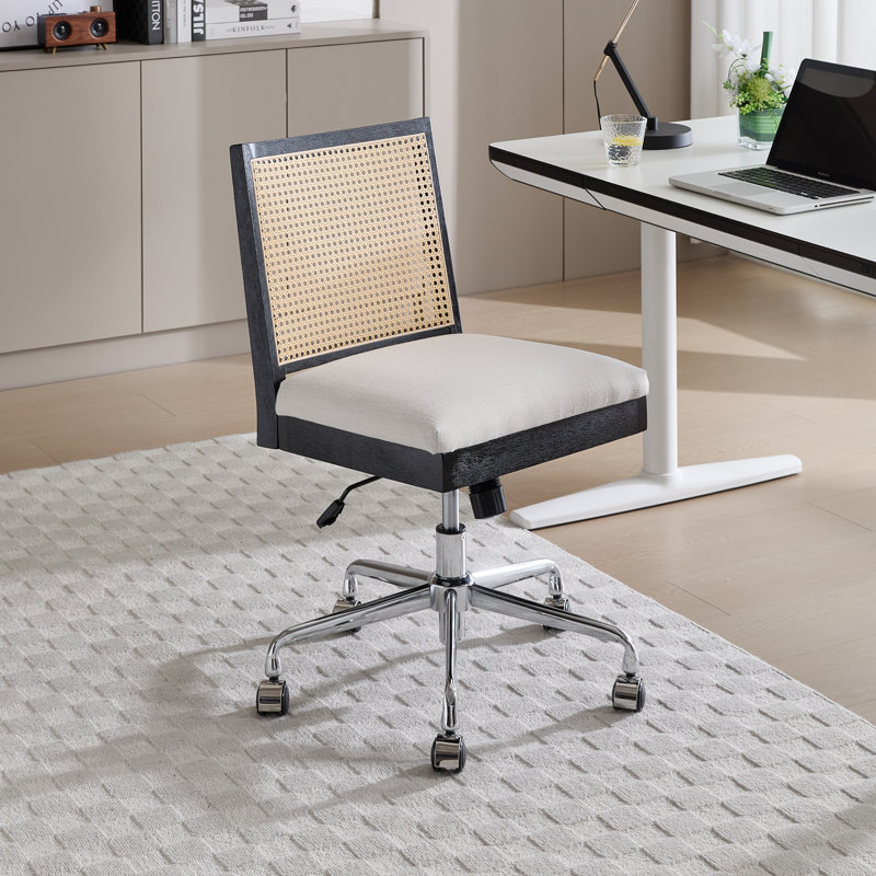 Mid Century Office Chair Task Chair With Back Swivel Office Chair Desk Chair, Black