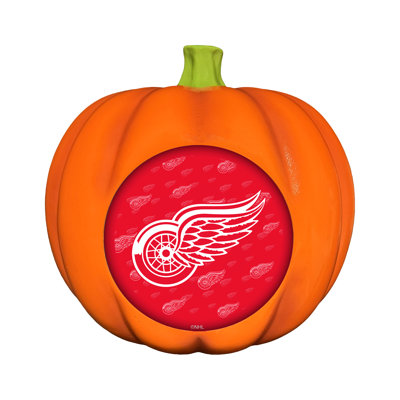 Citrouille décorative en résine avec logo 3D DEL des Red Wings de Détroit (NHL) | 25 cm
