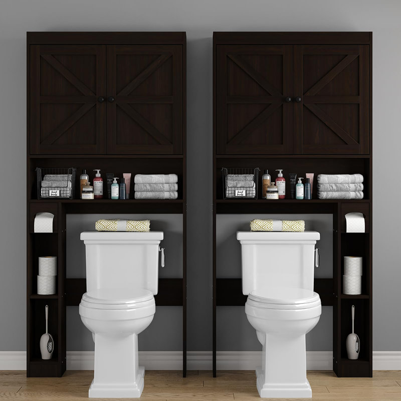 32.3''W Over The Toilet Storage Cabinet with Barn Doors, Espresso