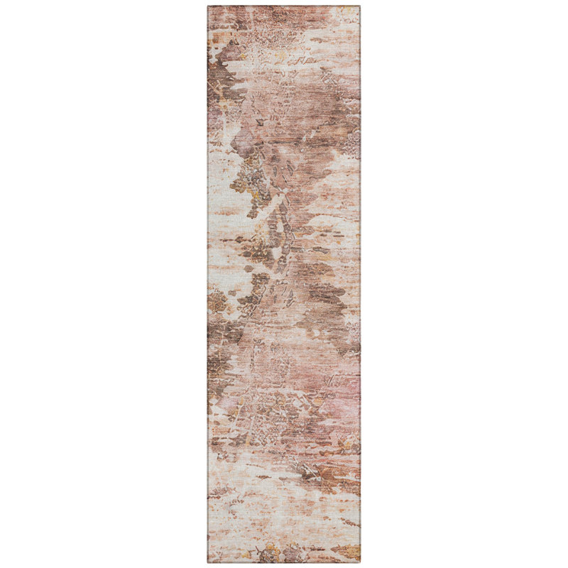 Machine Washable Indoor/Outdoor Chantille ACN2874 Abstract Rug, 2'3" x 7'6" Runner, Blush