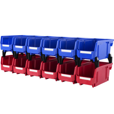 12 Heavy Duty Stackable Storage, 10.87 X 5.47 5.04 In, Blue/Red, For ' Room And Closet Storage Bins In Blue Or Red, 5-Inch Height, Office