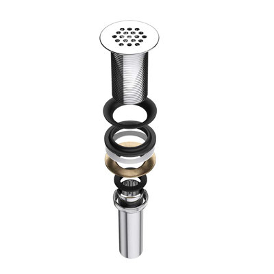  Chrome Filter Basin Waste Plug - Unslotted Suitable For Bathroom Sink Without Overflow