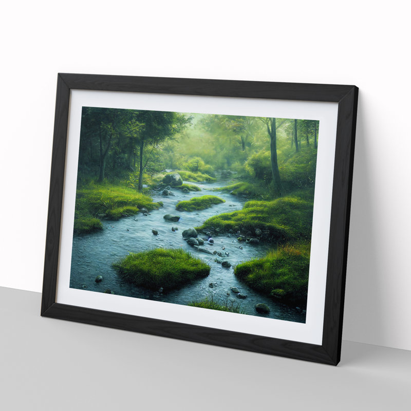 Special Forest Stream - Single Picture Frame Print, Black, 46cm H x 64cm W x 2cm D