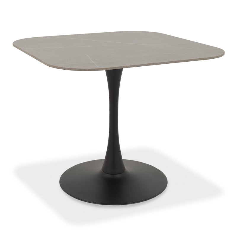 Anquetta Ceramic Dining Table With Black Sand Powder Coated Base, Grey