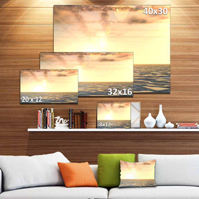 Beautiful Seascape with Clouds Over Photographic Print on Wrapped Canvas, 12" H x 20" W x 1" D