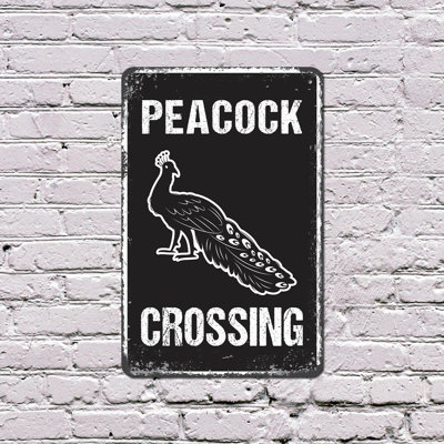 Peacock Crossing Distressed Style 8 Inch x 12 Inch Plastic Sign