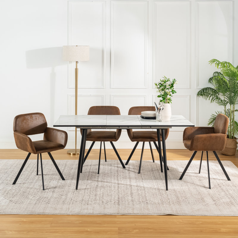 Kerrville 49cm H Upholstered Metal Parsons Chair in Brown