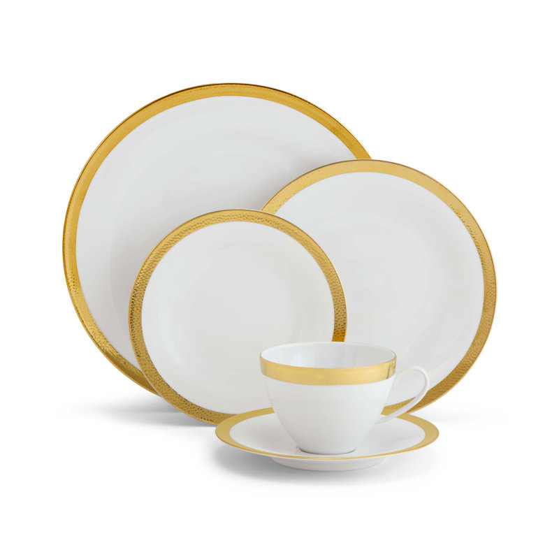 Smith Handmade Porcelain Dinnerware Set, Gold