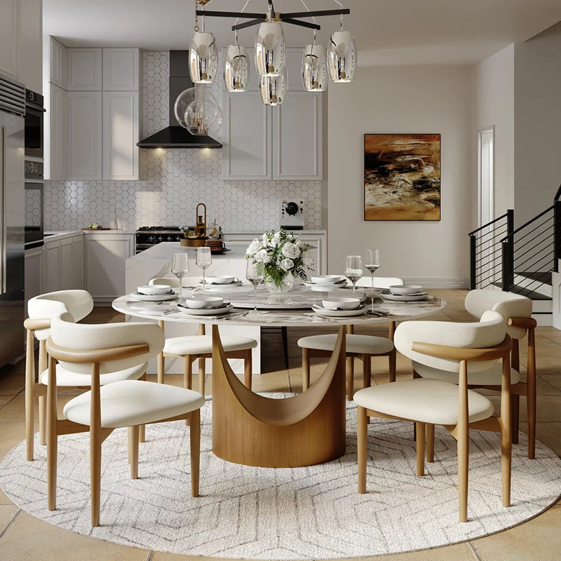 Modern Sintered Stone Round Dining Table With Pedestal Base, Bronze, 29.5”H x 59”L x 59”W, Pandora