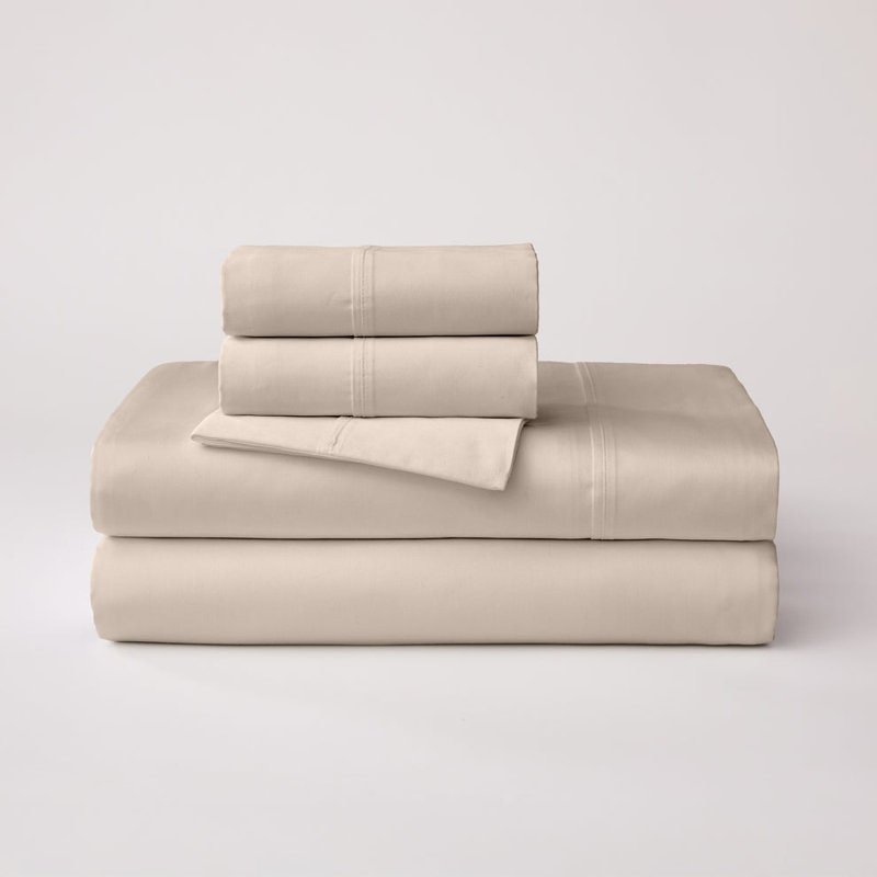 Cloudten Bedding 400TC Cotton Sheet Set - Twin (Beige), Twin Sheet Set with 2 Pillowcases, Beige