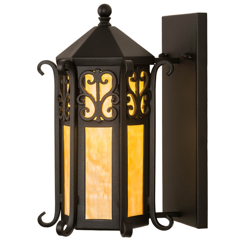 Black and Beige Glass Lantern Wall Sconce