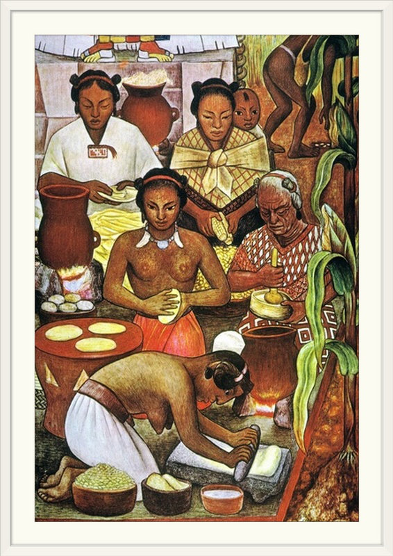 «Rivera: Greuling Corn» par Diego Rivera, reproduction d'art, Cadre blanc, H 26 po x l 20 po x P 1 po